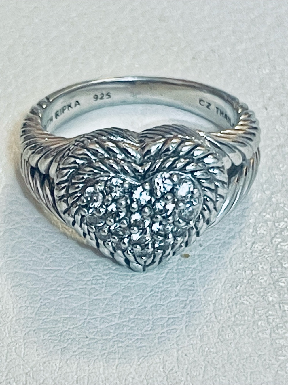 Judith Ripka Sterling Silver CZ Diamonique
Pave Heart Ring Size 10